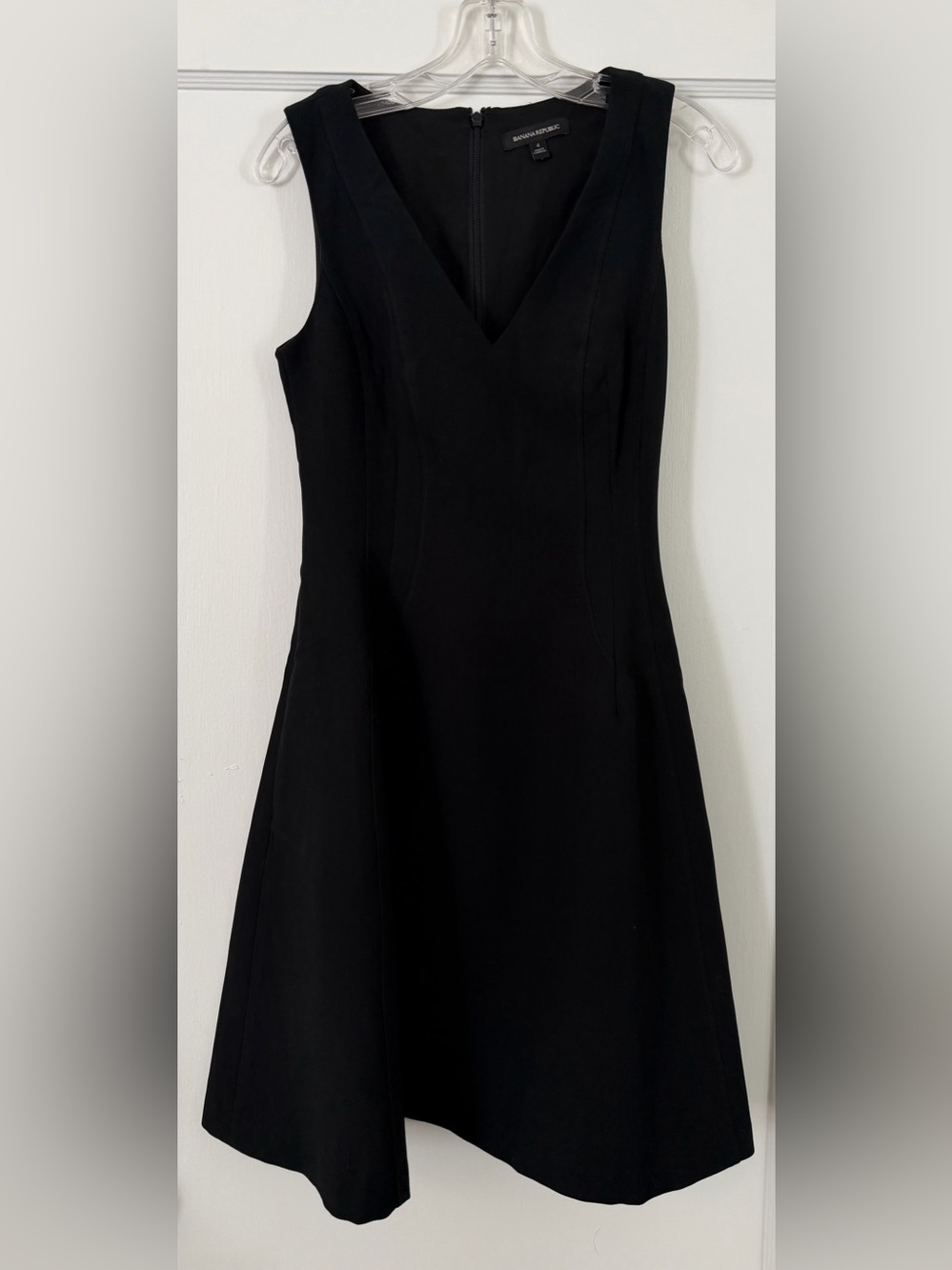 Banana Republic Classic Black V-Neck Sleeveless Fit and Flare Dress